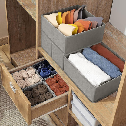 Criusia Drawer Organizer Clothes, 8 Pack Underwear Organizer, Foldable Closet Organizers and Storage Dresser Dividers for Clothes, Socks, Scarves, Ties (Gray)