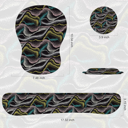 Wrist Rest Support for Mouse Pad Keyboard Set Circle Coaster Gaming Mouse Pad Ergonomic Gel Memory Foam Set for Computer, Laptop, Office, Pain Relief, Comfortably Typing Flowers KM-39