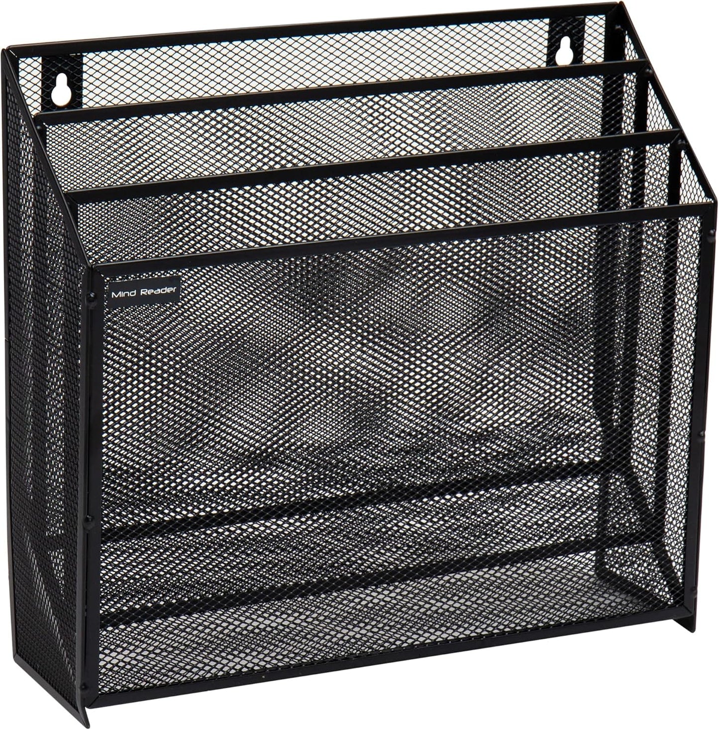 Mind Reader Vertical File Storage, Desktop Organizer, Wall Mount, Office, Metal Mesh, Black