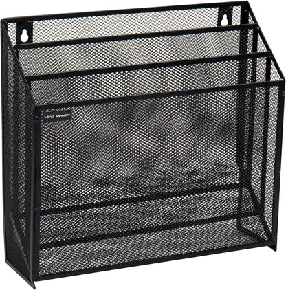 Mind Reader Vertical File Storage, Desktop Organizer, Wall Mount, Office, Metal Mesh, Black