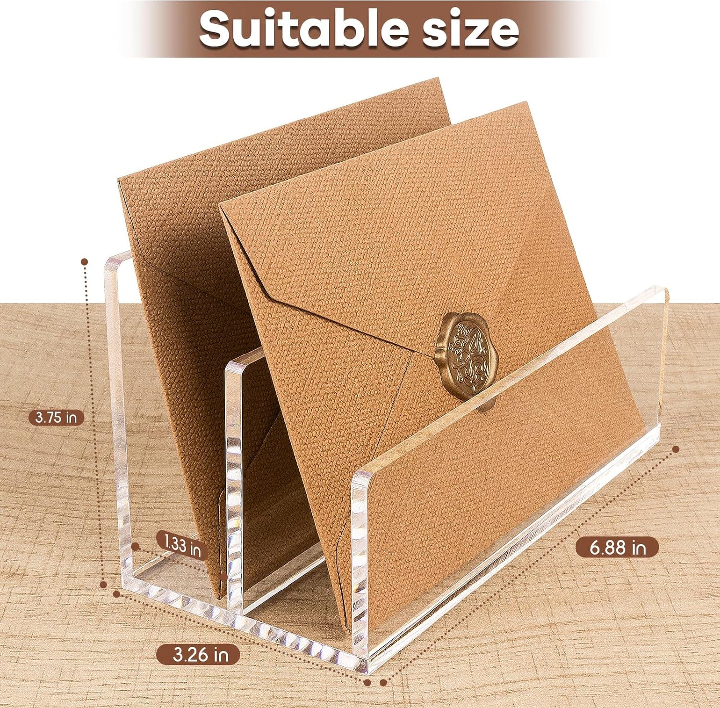 Acrylic Mail Organizer File Sorters for Desk,3-Section Laddered Desktop Vertical Letter Holder,Desk Organizer Workspace Organizer