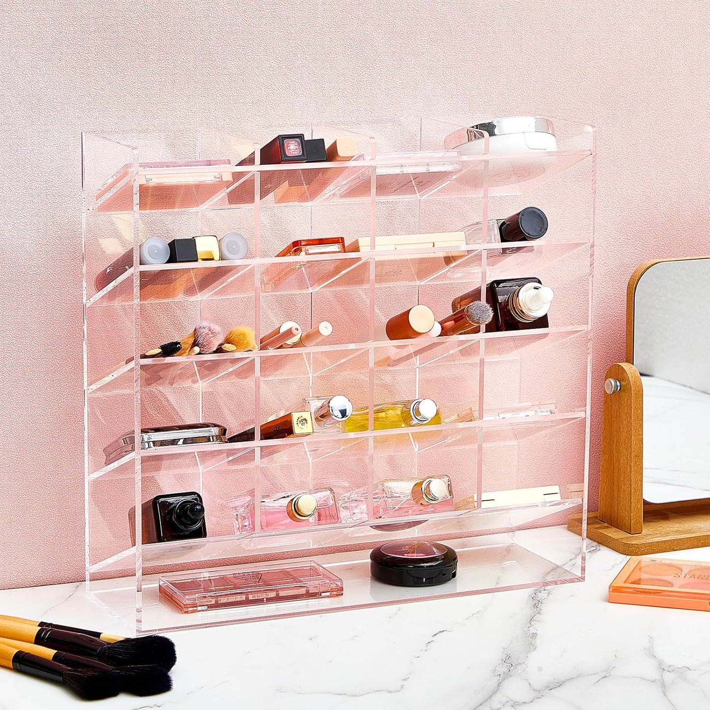 MotiMind Acrylic Pen Organizer Storage for 250 Markers Vertical Marker Organizer Acrylic Pen Display Holder for Office Desk Desktop Stationery Pencil Storage, Clear, 13 x 4 x 12.4 Inch