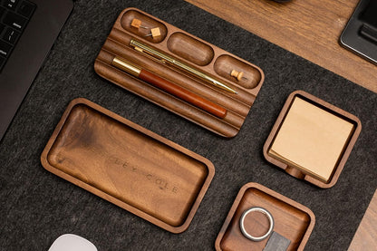 MUUJEE Wooden Desk Tray Organizer - 7.5 x 3.75 for Work Teacher Dad Wood Tray Work Minimalist Rustic