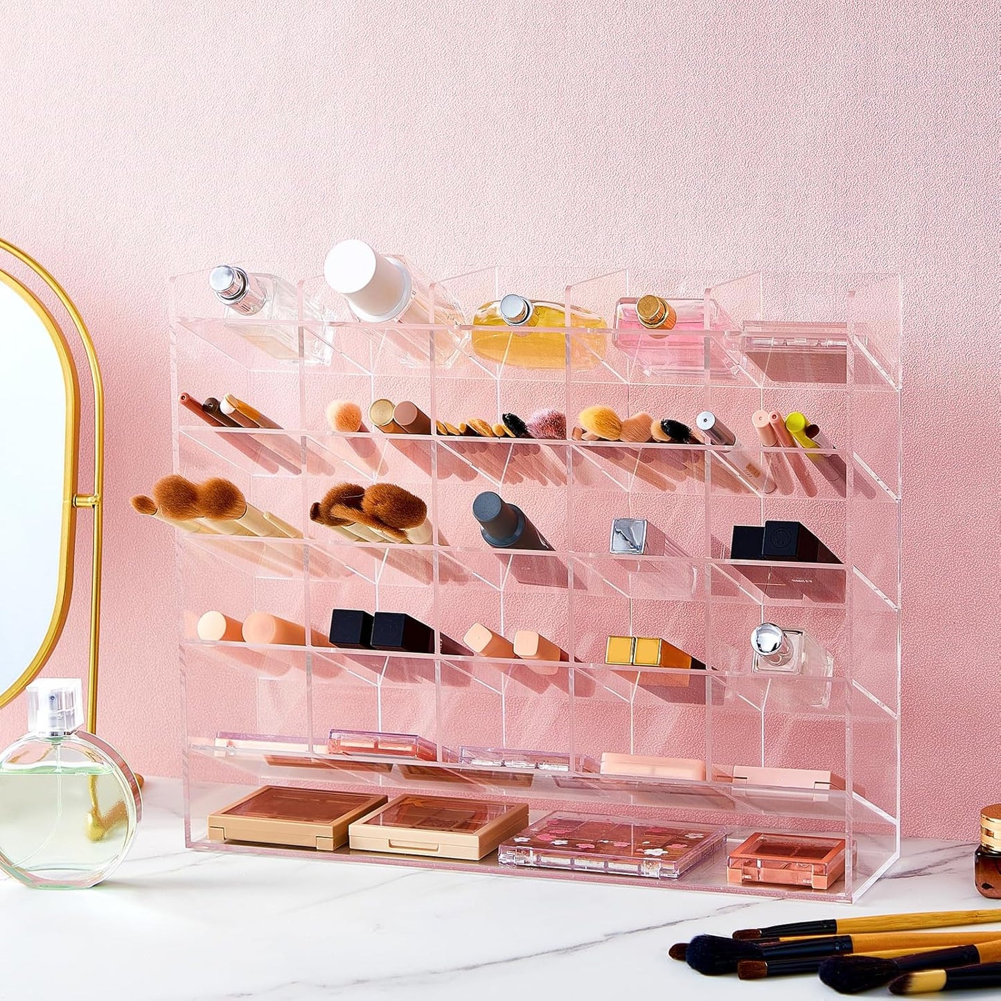MotiMind Acrylic Pen Organizer Storage for 250 Markers Vertical Marker Organizer Acrylic Pen Display Holder for Office Desk Desktop Stationery Pencil Storage, Clear, 13 x 4 x 12.4 Inch