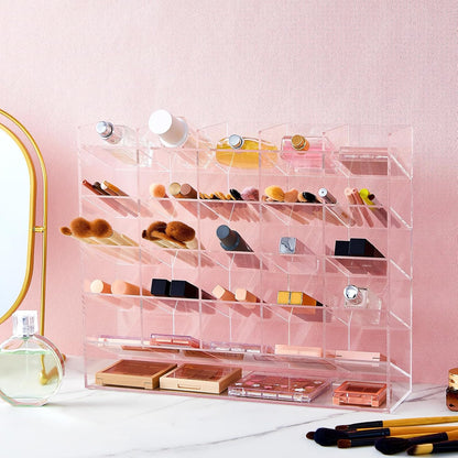 MotiMind Acrylic Pen Organizer Storage for 250 Markers Vertical Marker Organizer Acrylic Pen Display Holder for Office Desk Desktop Stationery Pencil Storage, Clear, 13 x 4 x 12.4 Inch