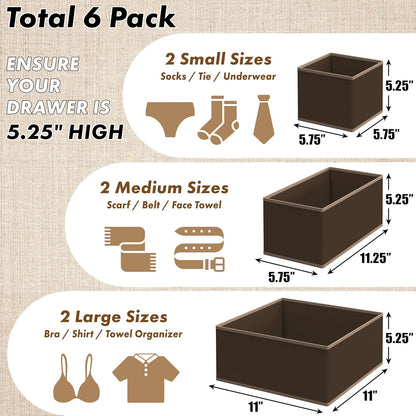 SIMPLE HOUSEWARE Foldable Drawer Organizer for Clothes/Underwear/Panty/Onesie Stocking Bin, Set of 12, Black