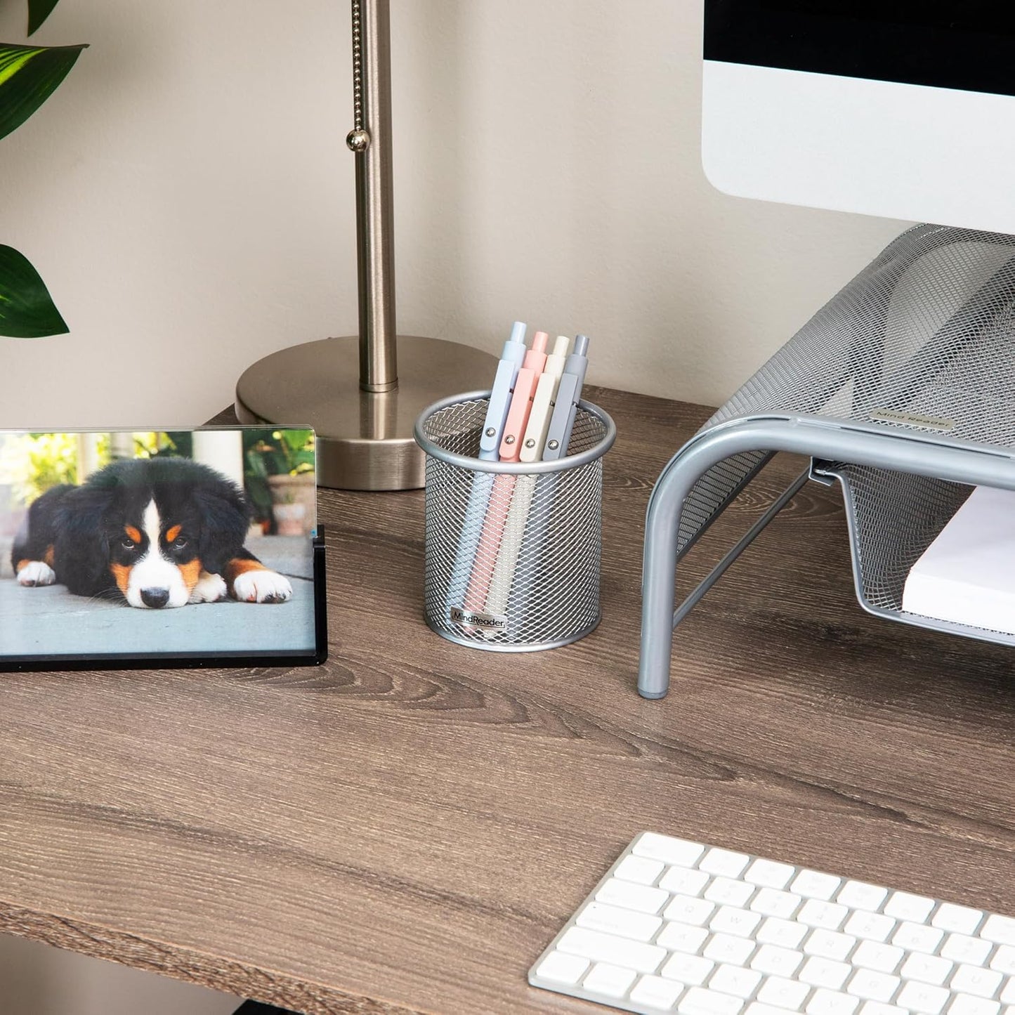 Mind Reader Pen and Accessories Holder, Desktop Organizer, Office, Metal Mesh, 3.5"L x 3.5"W x 3.75"H, Set of 3, Black