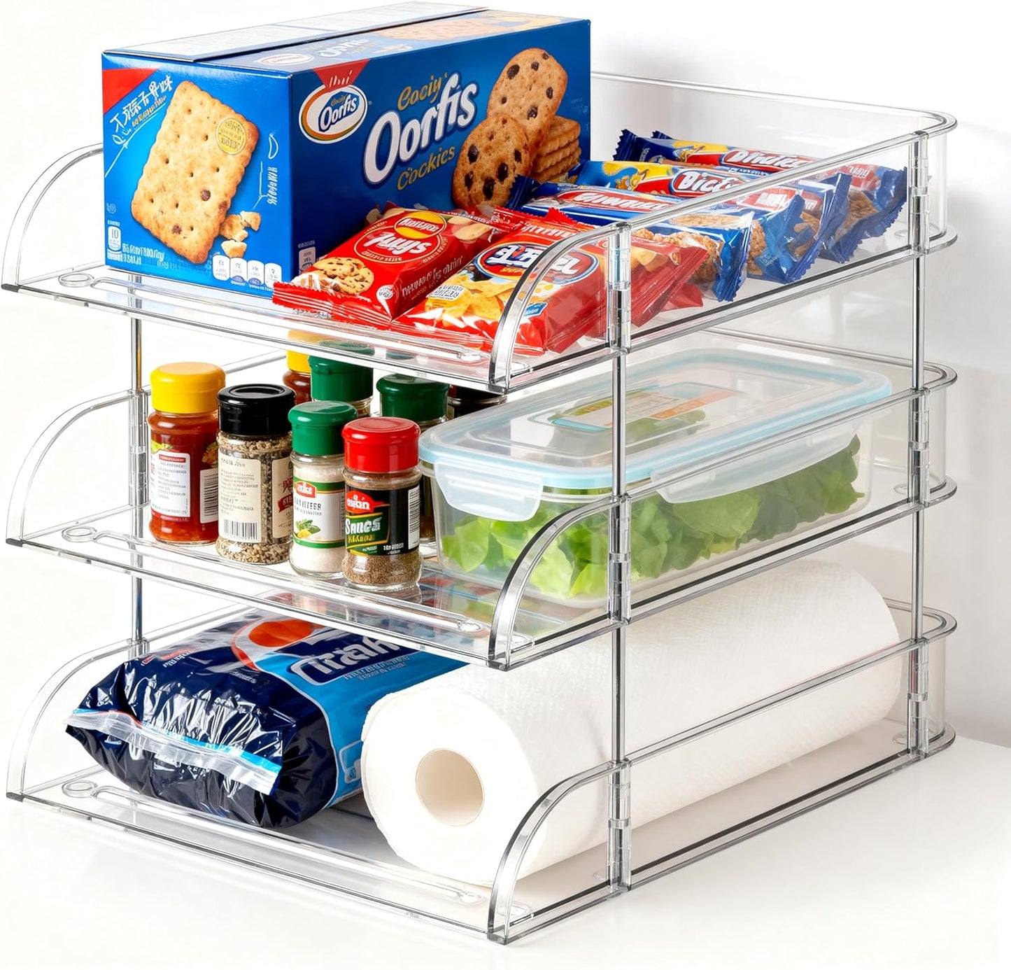 Desk Organizer and Storage,4-Tier Paper Letter Tray Organizers,Stackable Clear Desktop Organizer for Documents,Book Magazine Storage,Office Supplies, (Clear,4 Pack)
