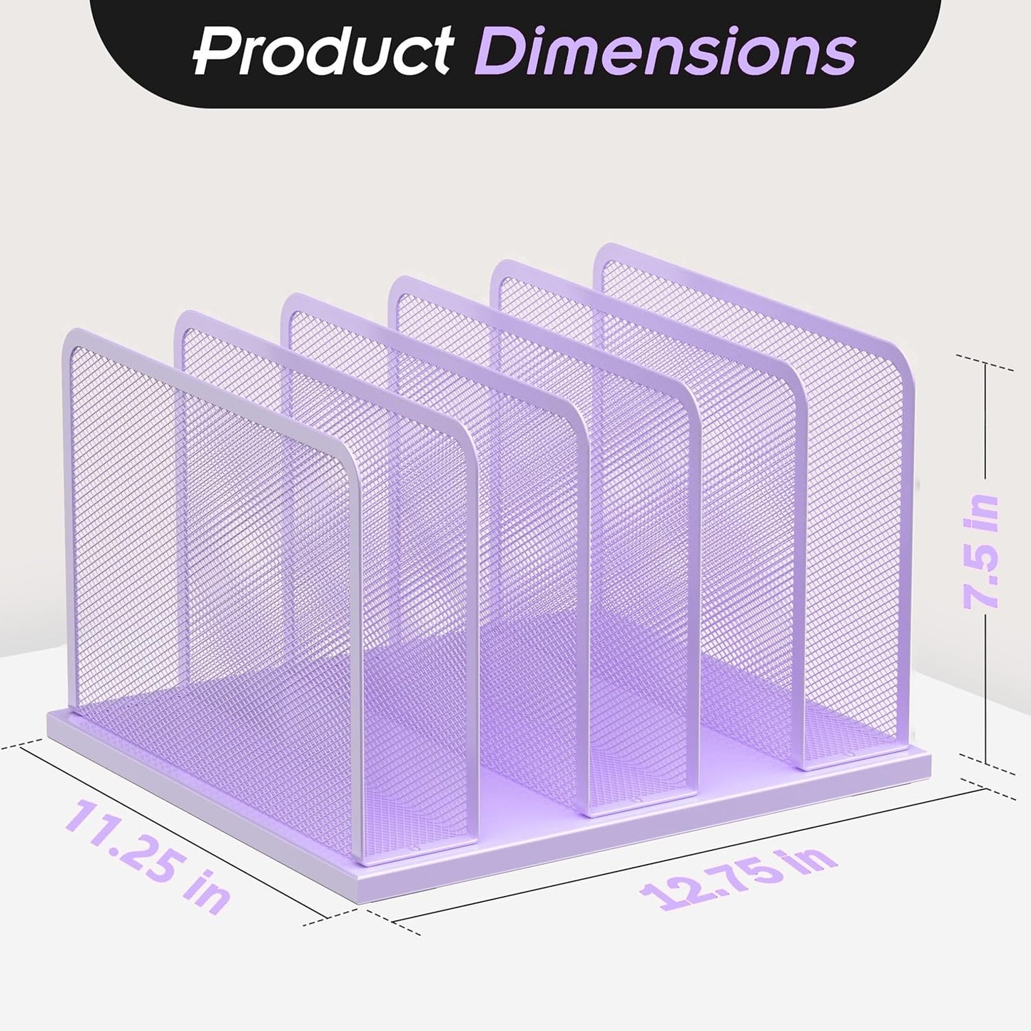 Kuntine.B Desk File Organizer 5 Sections Upright Mesh Desktop Organizer File Sorter Office Organization File Holder for Home, Office & Classroom