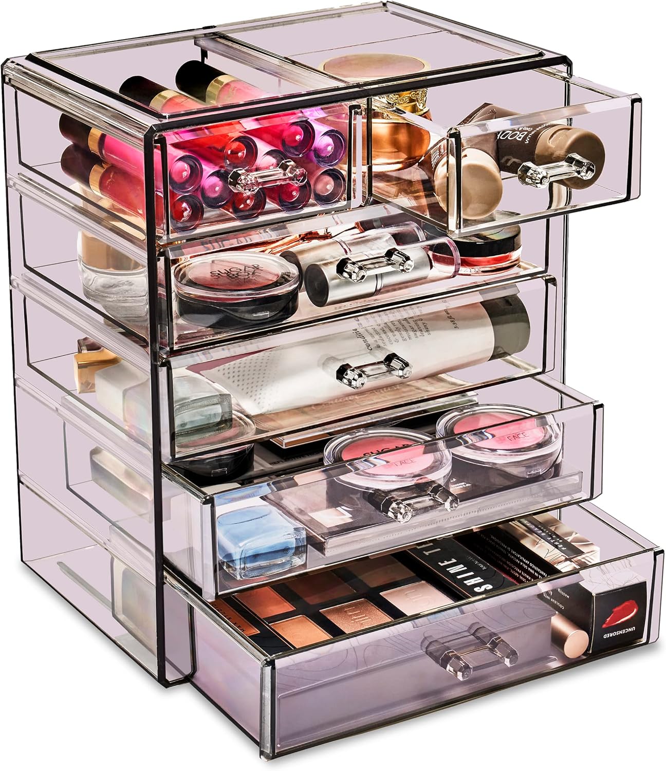 Sorbus Acrylic Makeup Organizer Set, 6-Drawer Vanity & Countertop Cosmetic Storage with Small & Wide Drawers, Clear Makeup Storage for Brushes, Lipsticks, Jewelry – Holiday Gift for Women & Teens