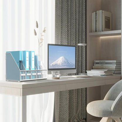 SUPEASY Desk Organizers Metal Desk Magazine File Holder with 5 Vertical Compartments Rack File Organizer for Office Desktop, Classroom, Home Workspace, Black