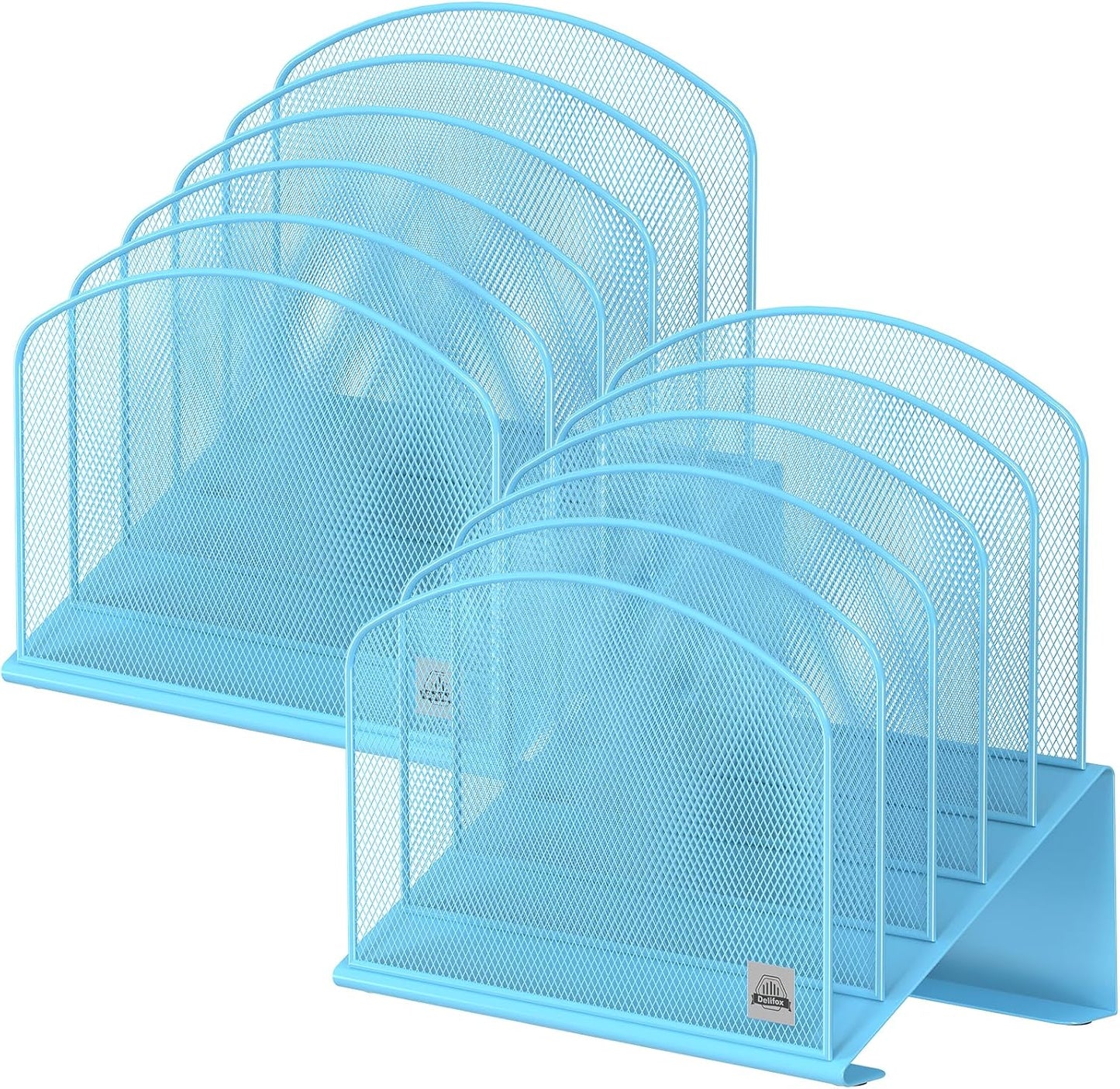 Delifox Inclined Desk File Organizer,Vertical File Folder Holder Stand Metal Rack File Sorter for Office Classroom Desktop Organization