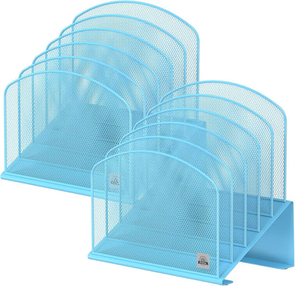 Delifox Inclined Desk File Organizer,Vertical File Folder Holder Stand Metal Rack File Sorter for Office Classroom Desktop Organization