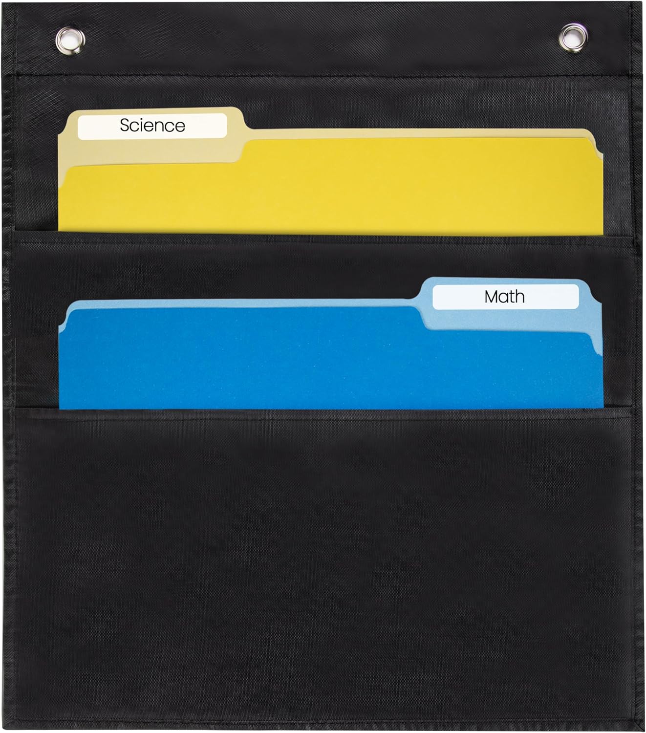 Essex Wares - 7 Pocket File Pocket Chart, Black, Tall - Versatile Wall Hanging File Folder Organizer for Classroom, Office, Home, and More - Wall Folder Organizer - 7 Pockets