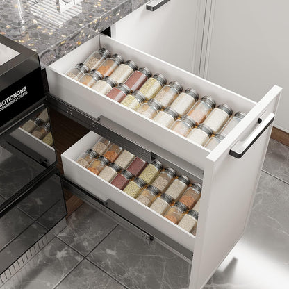 AMBIRD Spice Drawer Organizer, 4 Tier-2 Set Clear Spice Rack Tray Expandable From 11'' to 22'', Seasoning Organizer with non-slip tape for Kitchen, Cabinet, Drawers, Countertop(JARS NOT INCLUDED)