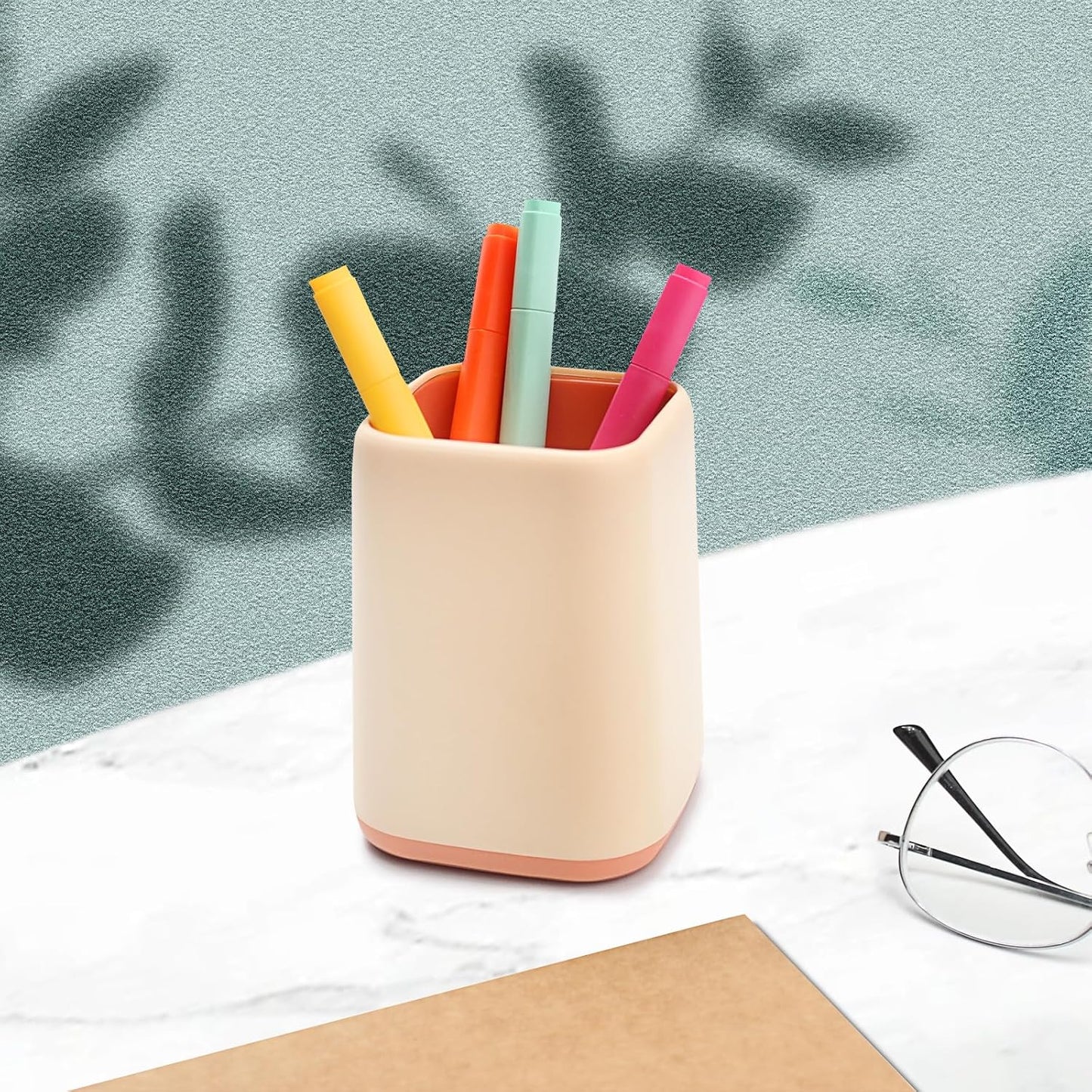 ZUFECY Pencil Holder, Pen Cup Makeup Brush Holder, Desktop Organizer Storage Case Scandinavian Design Stationery for School Home Office Supplies (Green)