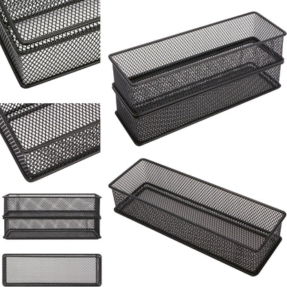 Annova Stackable Mesh Drawer Cabinet and Shelf Organizer Bins Storage Basket School Office Supply Holder Tray- Set of 2 (Gold, 3x3x2 Inch)