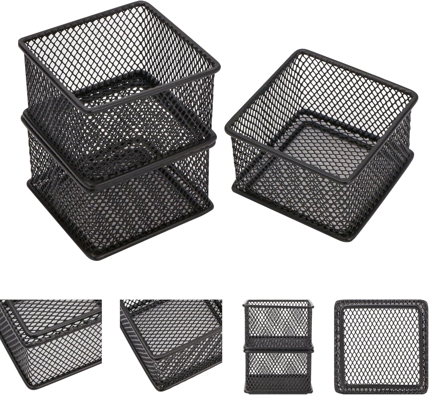 Annova Stackable Mesh Drawer Cabinet and Shelf Organizer Bins Storage Basket School Office Supply Holder Tray- Set of 2 (Gold, 3x3x2 Inch)