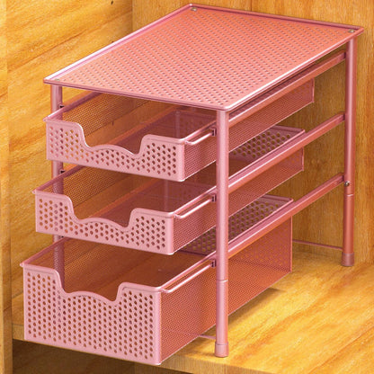 Simple Houseware Stackable 3 Tier Sliding Basket Organizer Drawer, Silver