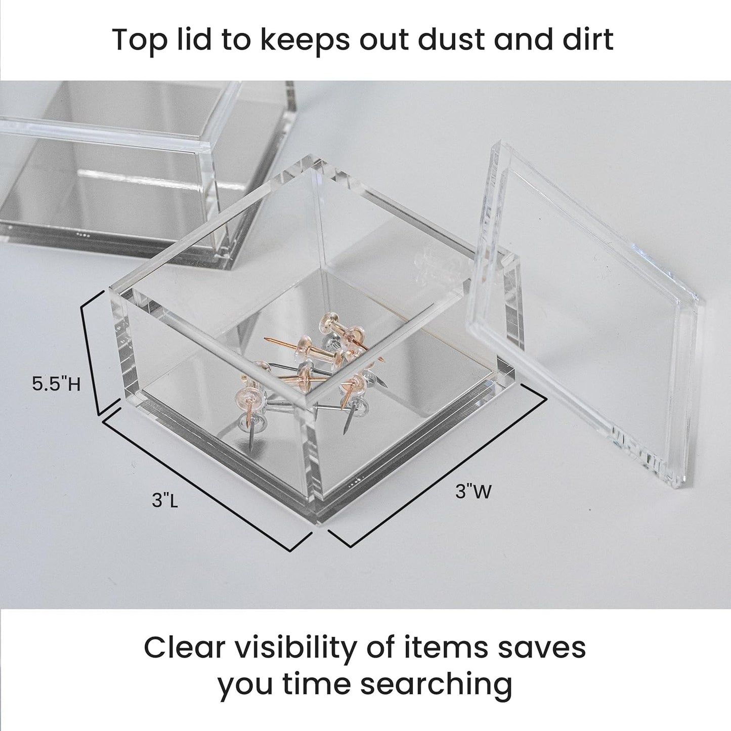 OfficeGoods 3-Tier Stackable Acrylic Holder- Stylish Desk Organizer and Storage for Office or Home – Transparent Round Design with Gold Metal Base