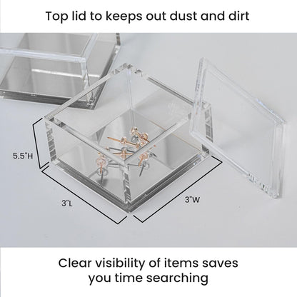 OfficeGoods 3-Tier Stackable Acrylic Holder- Stylish Desk Organizer and Storage for Office or Home – Transparent Round Design with Gold Metal Base