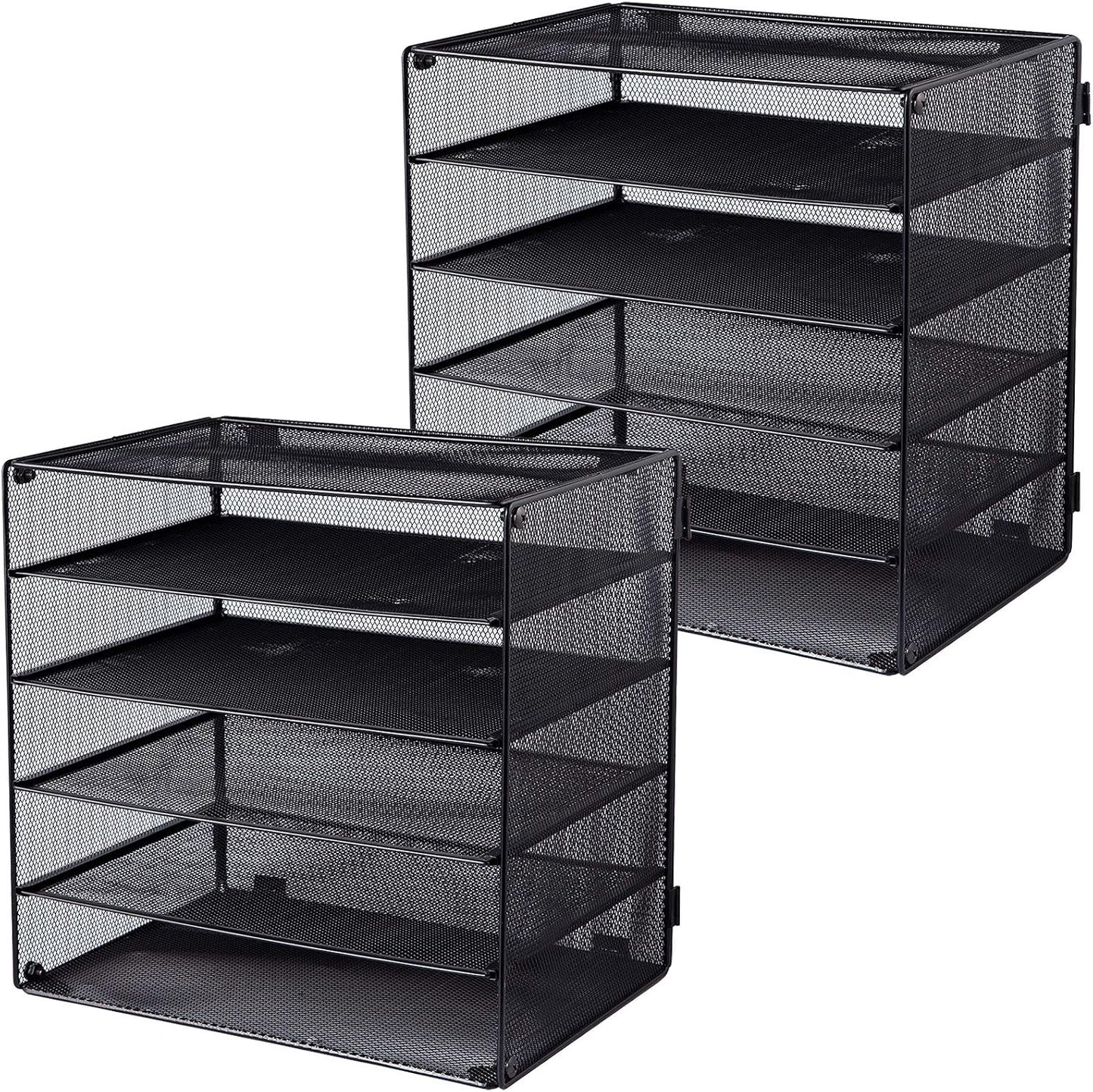 EASEPRES 3 Tier Mesh Desk Organizer Tray, File Paper Letter Folder Holder Desktop Paper Sorter Mail Organization Rack Storage Accessories, for Office Home School Classroom, Black