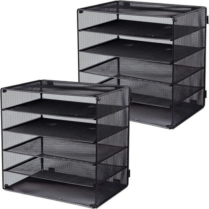 EASEPRES 3 Tier Mesh Desk Organizer Tray, File Paper Letter Folder Holder Desktop Paper Sorter Mail Organization Rack Storage Accessories, for Office Home School Classroom, Black