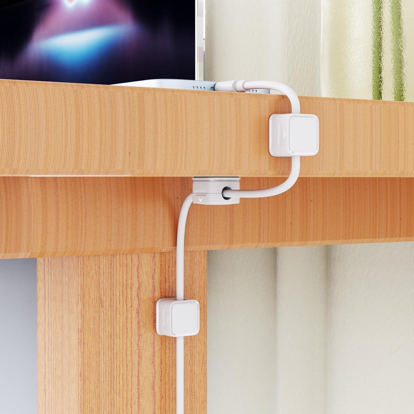 Cord Organizer Holder, 8 Pack Magnetic Desk Cable Clips Management, Hide Phone Charging Cable Keeper, Strong Adhesive Wire Charger Holder for Nightstand, Kitchen Appliances, Office Supplies