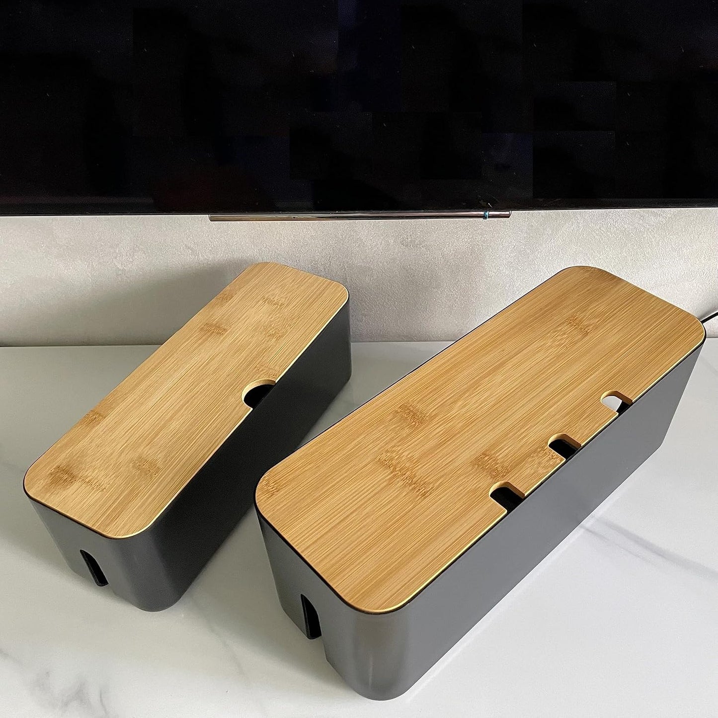 Cable Management Box| Power Stripe Organizer|Cord Organizer Box| Hide and Conceal Power Strips and Electrical Cords from TVs, Computers, and Desks| Keep Pets Safe