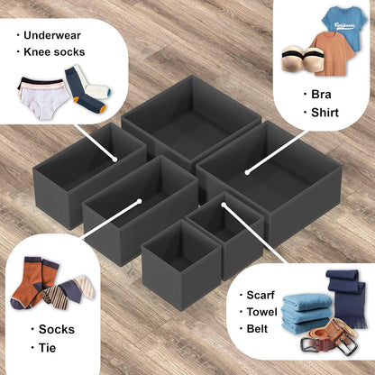 SIMPLE HOUSEWARE Foldable Drawer Organizer for Clothes/Underwear/Panty/Onesie Stocking Bin, Set of 12, Black