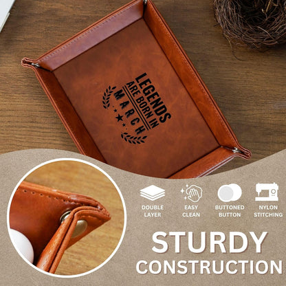 INNObeta Birthday Gifts for Men, Happy Birthday Valet Tray for Him, Male, Boyfriend, Son, Husband, Dad, Desktop Organizer PU Leather Tray - Legends are Born in September