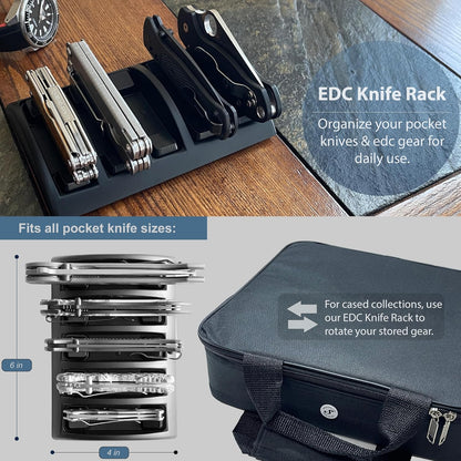 EDC Knife Rack - EDC Gear Organizer Tray - Holder for Knives & Accessories (Black)