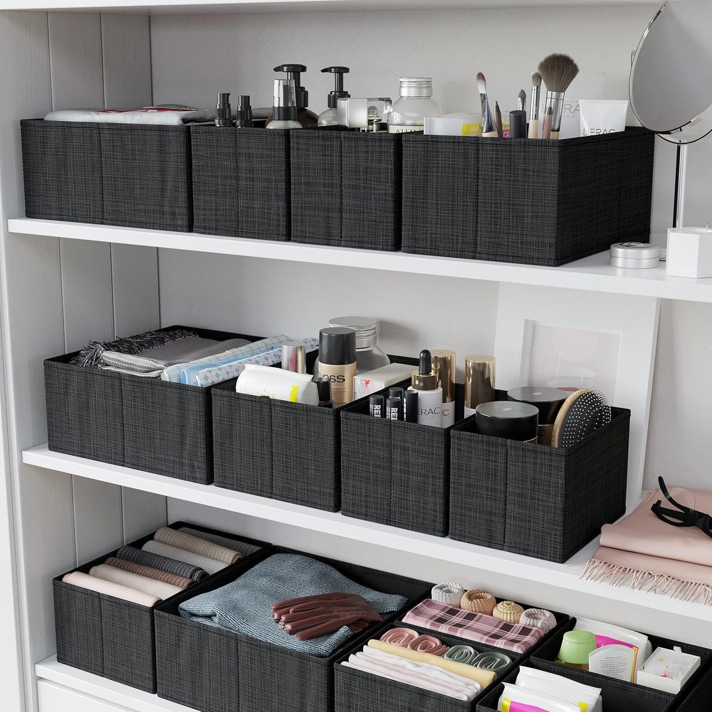 Drawer Organizer Clothes Set of 12 Grey - Dresser Organizer For Nursery, Bedroom, Closet - The Perfect Baby Clothes Organizer and Storage & General Nursery Organization or Dresser Drawer Organizers
