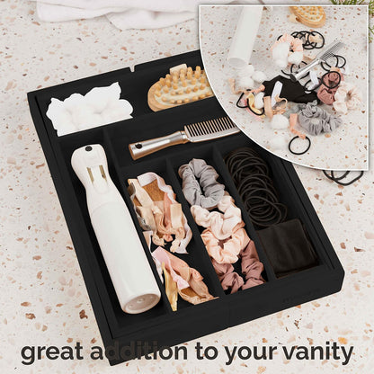 Masirs Expandable Utensil Drawer Organizer - BPA-Free Plastic Clear Silverware Tray with Multiple Compartments - Non-Slip Cutlery Storage for Kitchen, Bathroom, or Office Drawers (Clear)