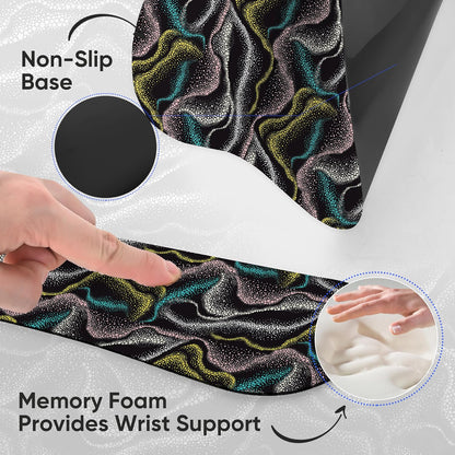 Wrist Rest Support for Mouse Pad Keyboard Set Circle Coaster Gaming Mouse Pad Ergonomic Gel Memory Foam Set for Computer, Laptop, Office, Pain Relief, Comfortably Typing Flowers KM-39