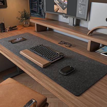 DawnTrees Felt Desk Pad,Keyboard Mat (35.8" x 11.8"),Large Felt Mouse Pad,Computer Desk Mat XL,Desk Protector for Office (Light Gray)