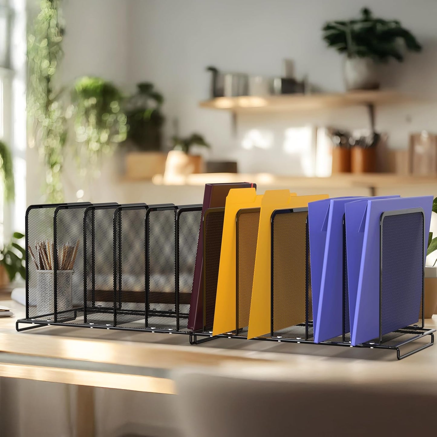 Simple Houseware Expandable 5 Section Upright File Sorter Organizer, Black