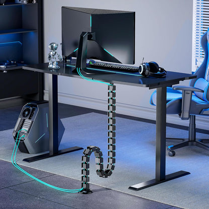 PEGZONE Under Desk Cable Management Spine – Flexible Cable Snake Organizer for Standing Desk, Tool-Free Magnetic Vertebrae Wire Management for 0.4"-2" Table, White