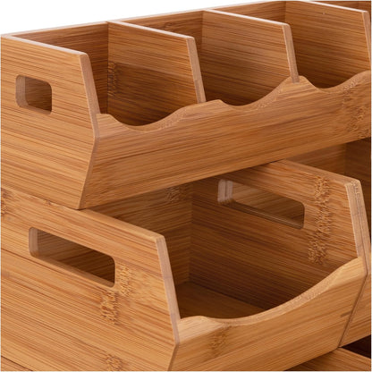 Seville Classics Bamboo Premium Organizer Storage Bins for Kitchen Silverware, Pantry, Closet, Office Desk, Pens, Utensils, Makeup, K Cup, Bamboo, Bag Holder Bin Set (4 Piece)