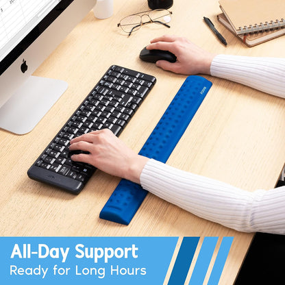 i-Rocks Memory Foam Keyboard Wrist Rest - Pain-Reducing Wrist Rest for Computer Keyboard - Non-Slip Rubber Base Wrist Rest - Cooling Keyboard Pad for Long Hours of Work, Studying, Gaming