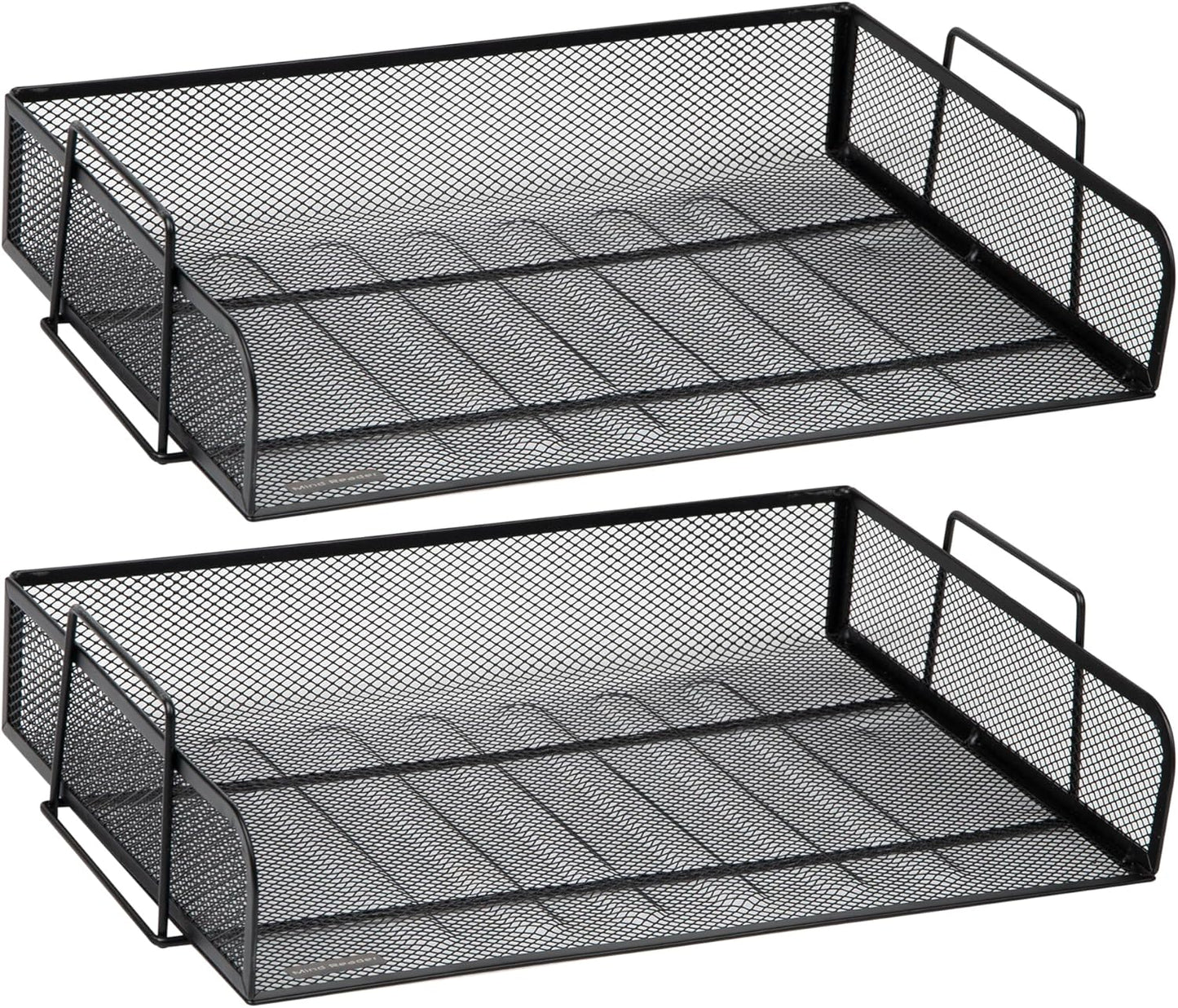 Mind Reader Stackable Paper Tray, Desktop Organizer, File Storage, Office, Metal Mesh, 2 Pcs., Black
