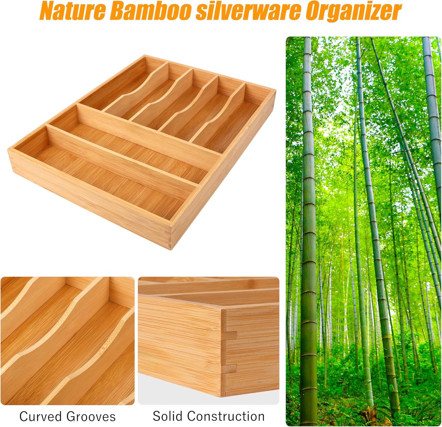 Kitchen Silverware Drawer Organizer and Storage Flatware Cutlery Utensil Holder Spice Rack Containers Bathroom Counter Cabinet Office Desk Makeup Drawer Tray Kitchen and Dining Tools Decor Accessories