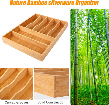 Kitchen Silverware Drawer Organizer and Storage Flatware Cutlery Utensil Holder Spice Rack Containers Bathroom Counter Cabinet Office Desk Makeup Drawer Tray Kitchen and Dining Tools Decor Accessories