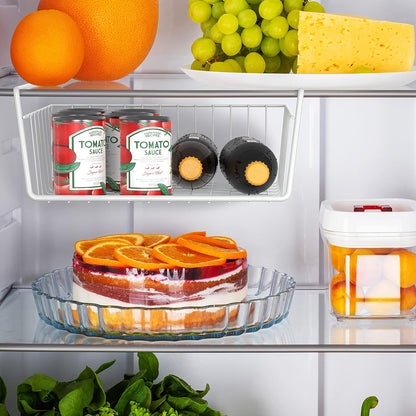 Simple Houseware Under Shelf Basket, White – 2-Pack Space-Saving Storage Organizer for Kitchen, Pantry, Closet, Office – Wire Metal Shelf Organizer, No Tools Required