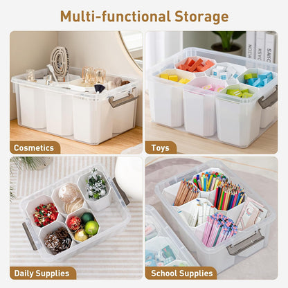 Citylife 17 QT Plastic Storage Bins Clear Storage Box with Lids Multipurpose Stackable Storage Containers for Organizing Tool, Craft, Crayon