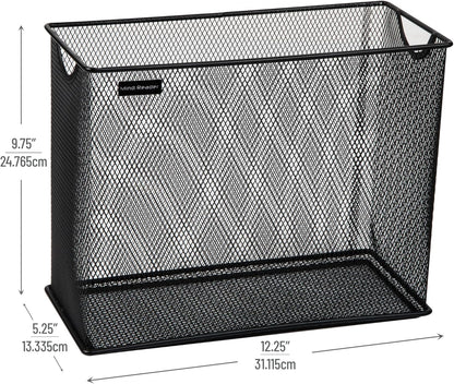 Mind Reader Vertical File Storage, Desktop Organizer, Hanging Files, Office, Metal Mesh, 12.25"L x 5.5"W x 10"H, Black