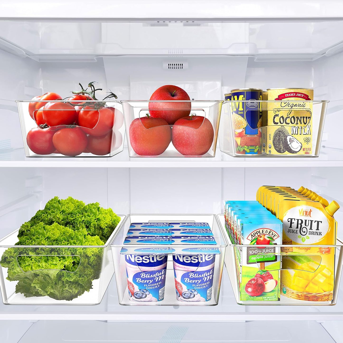 Simple Houseware 4 Pcs Kitchen Clear Bin Storage Organizer, 15" x 8" x 3.75"