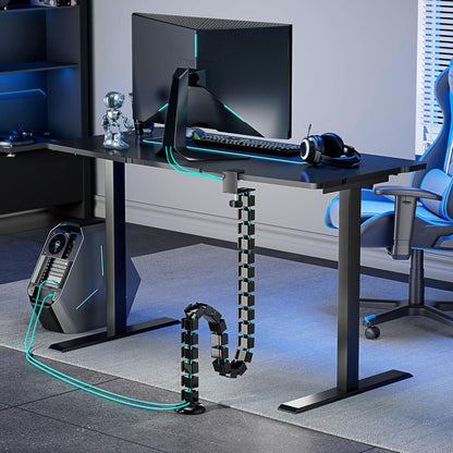 PEGZONE Under Desk Cable Management Spine – Flexible Cable Snake Organizer for Standing Desk, Tool-Free Magnetic Vertebrae Wire Management for 0.4"-2" Table, White