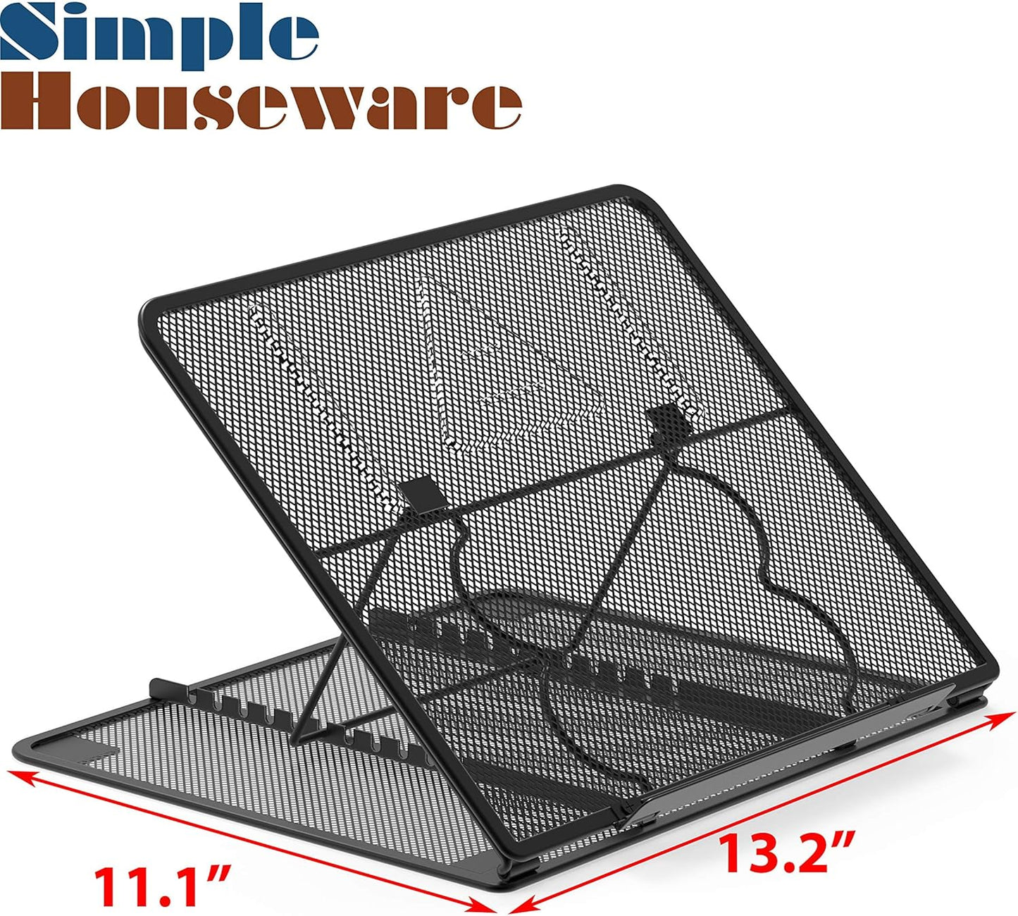 Simple Houseware Mesh Laptop Stand with 11-Levels Adjustable Ventilated Computer Holder, Black