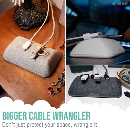 Smartish® Magnetic Cord Holder - Cable Wrangler Organizer with Magnet Clips for Charger Management on Desktop, Nightstand for USB-C + Lightning - Lightly Toasted Beige